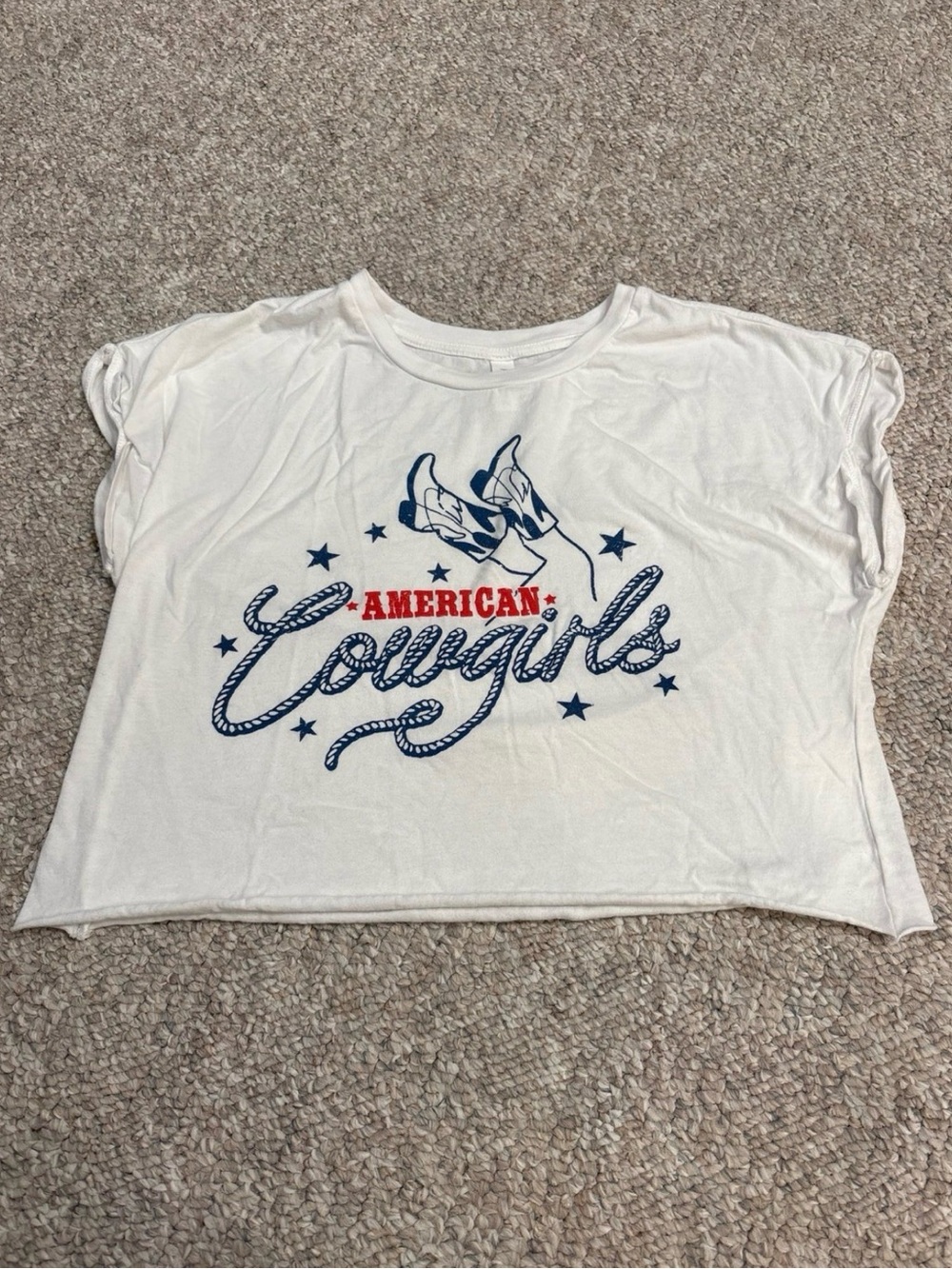 American Cowgirls Graphic Tee - White with Navy & Red